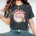 Small Pepper Santa Baby Leave A Stanley Comfort Colors Tee, Funny Christmas Shirt