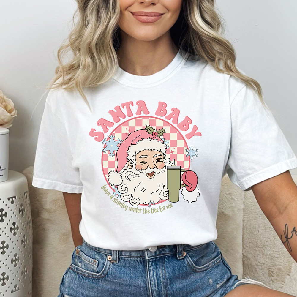 Santa Baby Leave A Stanley Comfort Colors Tee, Funny Christmas Shirt