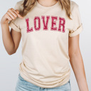 XXL Cream Pink Glitter Lover Graphic Tee, Faux Glitter, Sparkly Valentines Day Shirt