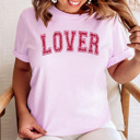 XXL Lilac Pink Glitter Lover Graphic Tee, Faux Glitter, Sparkly Valentines Day Shirt