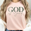 XXL Peach God Is Good Gospel Graphic Tee, Spring Easter Shirt 