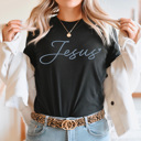 Large Black Jesus Heart Graphic Tee, Easter Gospel Shirt 