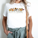 XL White Vintage Daisy Soft Graphic Tee, Whimsical Flower Patch Shirt, Floral Tee