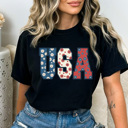 XXL Black Floral USA Comfort Colors Tee, Patriotic Flower Shirt, 4th Of July Tee
