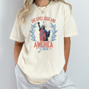 XL Ivory She Loves Jesus And America Too Comfort Colors Tee, Partiotic Staue Of Liberty Shirt, 4th Of July Tee