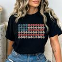 XXL Black Daisy Floral American Flag Comfort Colors Tee, Patriotic Flower Shirt, 4th Of July Flag Tee 