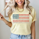 XL Butter Daisy Floral American Flag Comfort Colors Tee, Patriotic Flower Shirt, 4th Of July Flag Tee 