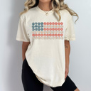 XXL Ivory Daisy Floral American Flag Comfort Colors Tee, Patriotic Flower Shirt, 4th Of July Flag Tee 