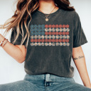 XXL Pepper Daisy Floral American Flag Comfort Colors Tee, Patriotic Flower Shirt, 4th Of July Flag Tee 
