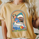 XXL Mustard Stay Positive Funny Shark Attach Comfort Colors Tee, Funny Sarcastic Shirt, Summer Beach Tee