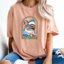 XXL Peach Stay Positive Funny Shark Attach Comfort Colors Tee, Funny Sarcastic Shirt, Summer Beach Tee