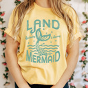 XXL Yellow Land Mermaid Summer Graphic Tee, Splashy And Sassy Shirt, Beach Babe Tee