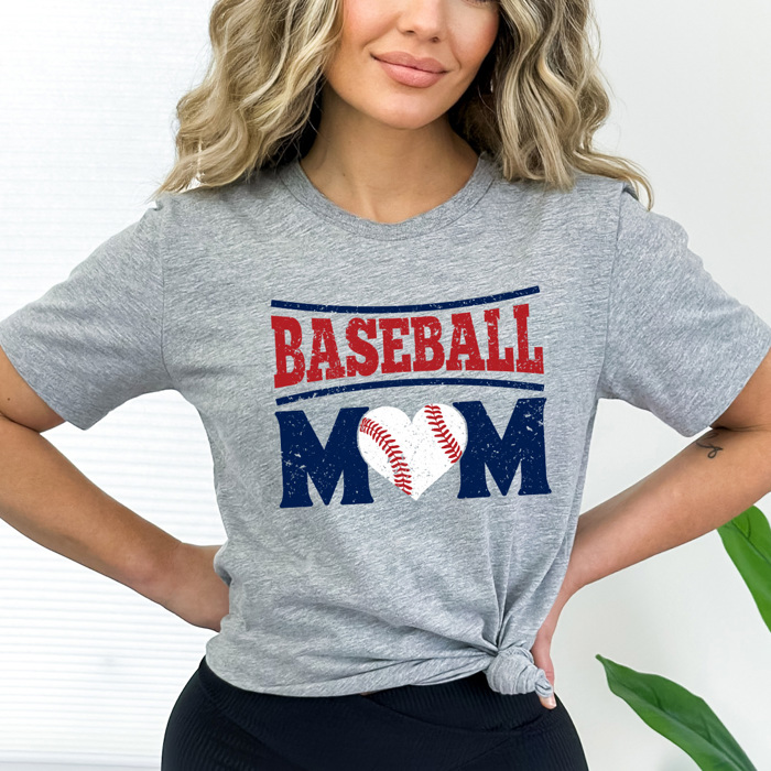 Baseball Mom Heart Graphic Tee, Love Baseball Shirt, Mom Life Game Day Tee