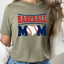 XXL Olive Baseball Mom Heart Graphic Tee, Love Baseball Shirt, Mom Life Game Day Tee