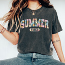  Summer Vibes Sunflowers Comfort Colors Tee, Colorful Flowers Summer Shirt