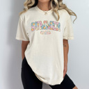 Large Ivory Summer Vibes Sunflowers Comfort Colors Tee, Colorful Flowers Summer Shirt