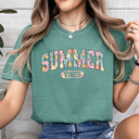 Large Light Green Summer Vibes Sunflowers Comfort Colors Tee, Colorful Flowers Summer Shirt