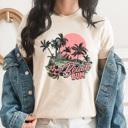  Beach Bum Graphic Tee, Summer Beach Vacation Shirt, Sunset Beach Tee