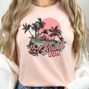  Beach Bum Graphic Tee, Summer Beach Vacation Shirt, Sunset Beach Tee