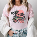 XXL Mustard Beach Bum Graphic Tee, Summer Beach Vacation Shirt, Sunset Beach Tee