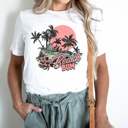 XXL Pink Beach Bum Graphic Tee, Summer Beach Vacation Shirt, Sunset Beach Tee