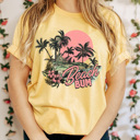 Large Sunset Beach Bum Graphic Tee, Summer Beach Vacation Shirt, Sunset Beach Tee