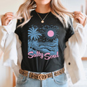  Salty Soul Summer Beach Graphic Tee, Summer Beach Vacation Shirt, Salty Beach Tee