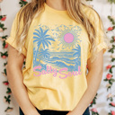 XXL Yellow Salty Soul Summer Beach Graphic Tee, Summer Beach Vacation Shirt, Salty Beach Tee