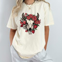  Western Strawberry Skull Comfort Colors Tee, Strawberry Graphic Tee, Cowgirl Shirt 