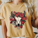  Western Strawberry Skull Comfort Colors Tee, Strawberry Graphic Tee, Cowgirl Shirt 