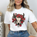  Western Strawberry Skull Comfort Colors Tee, Strawberry Graphic Tee, Cowgirl Shirt 