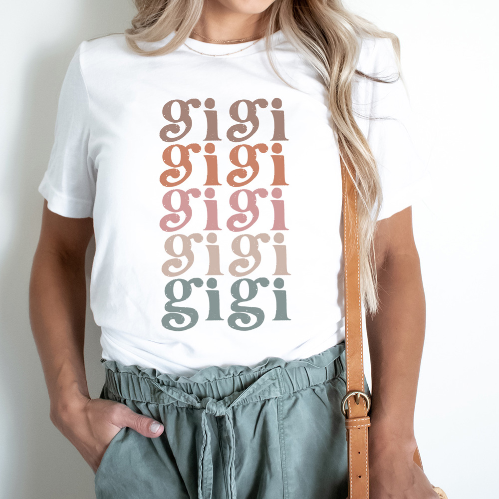 Gigi Grandma Graphic Tee, Colorful Grandma Tee