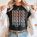 Large Black Nana Grandma Graphic Tee, Colorful Grandma Tee