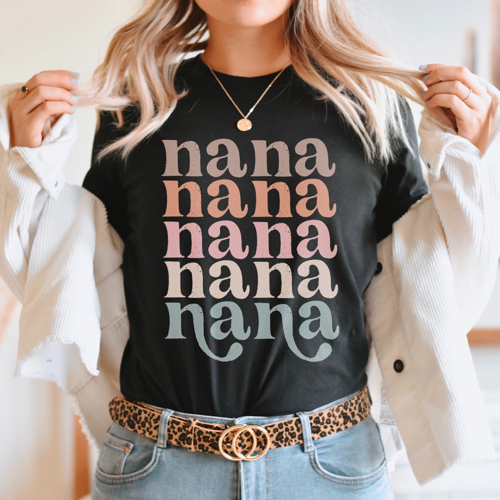 Nana Grandma Graphic Tee, Colorful Grandma Tee