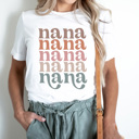 Large White Nana Grandma Graphic Tee, Colorful Grandma Tee