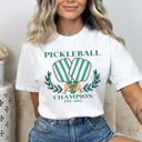  Pickleball Champion Comfort Colors Tee, Green Striped Pickleball Paddles