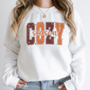 XL White Cozy Season Fall Fleece Sweatshirt, Cozy Autumn Season Pullover, Fall Nights Graphic Sweatshirt  