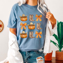 Country Cowgirl Pumpkin Grid Comfort Colors Tee, Cowgirl Boots And Cowgirl Hat Printed Tee, Pumpkin And Bow Tee