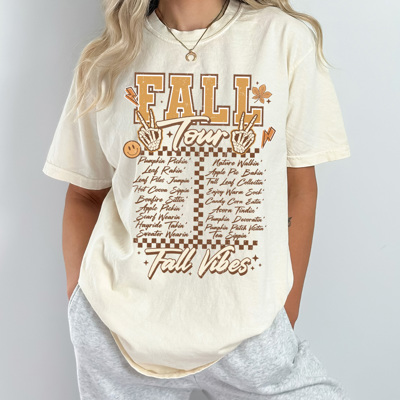 Fall Vibes Tour Comfort Colors Tee, Fall Activities Retro Band Tee, Autumn Vibes Printed Tee 