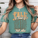 XL Light Green Fall Vibes Tour Comfort Colors Tee, Fall Activities Retro Band Tee, Autumn Vibes Printed Tee 