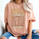 Medium Peachy Fall Vibes Tour Comfort Colors Tee, Fall Activities Retro Band Tee, Autumn Vibes Printed Tee 
