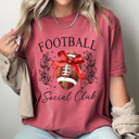 XXL Crimson Football Social Club Comfort Colors Tee, Football Season Printed Tee, Coquette Football Shirt