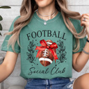 XXL Light Green Football Social Club Comfort Colors Tee, Football Season Printed Tee, Coquette Football Shirt