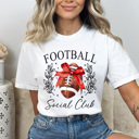 XXL White Football Social Club Comfort Colors Tee, Football Season Printed Tee, Coquette Football Shirt