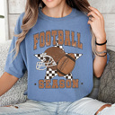  Football Season Comfort Colors Tee, Checkered Star Football Printed Tee, Game Day Shirt