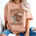 XL Peachy Football Season Comfort Colors Tee, Checkered Star Football Printed Tee, Game Day Shirt