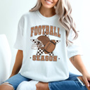 XL White Football Season Comfort Colors Tee, Checkered Star Football Printed Tee, Game Day Shirt