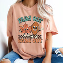 Medium Peachy Falls Out Balls Out Football Comfort Colors Tee, Fall Football Season Print Tee, Thanksgiving Football Game Shirt