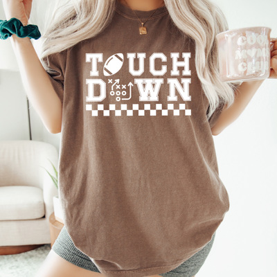 Touch Down Game Paly Comfort Colors Tee, Football Printed Tee, Game Day Sports Shirt  