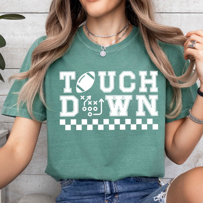Touch Down Game Paly Comfort Colors Tee, Football Printed Tee, Game Day Sports Shirt  